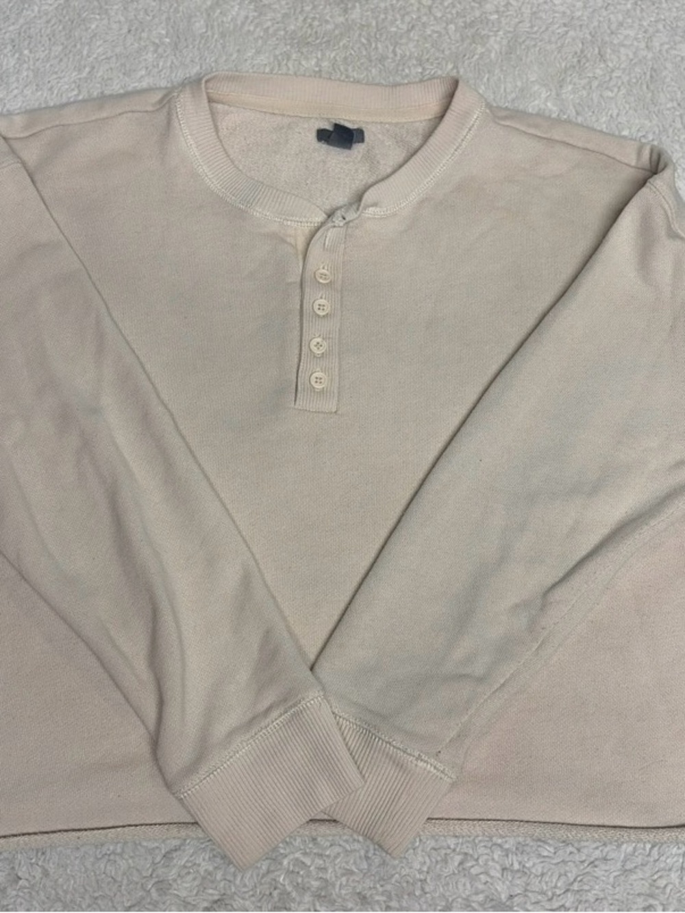 aerie Cream Long-Sleeve Henley Shirt
